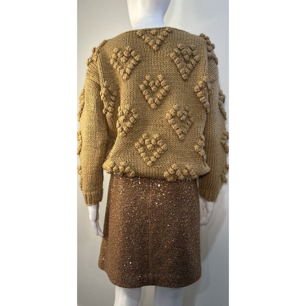 Ann Taylor LOFT Light Brown Mini Skirt With Gold Sequins Sz-6 Flirty, Unique Fun - Picture 11 of 16